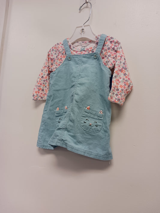 Pink/Blue Flower Carters Outfit, 6M G