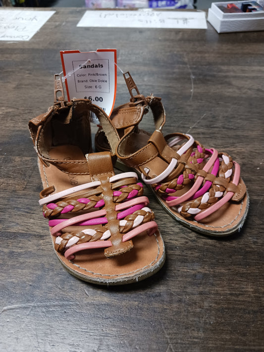 Pink/Brown Okie Dokie Sandals, 6 G