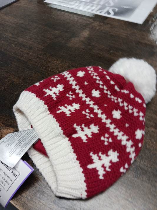 Red/White Carters Winter Hat, NB B