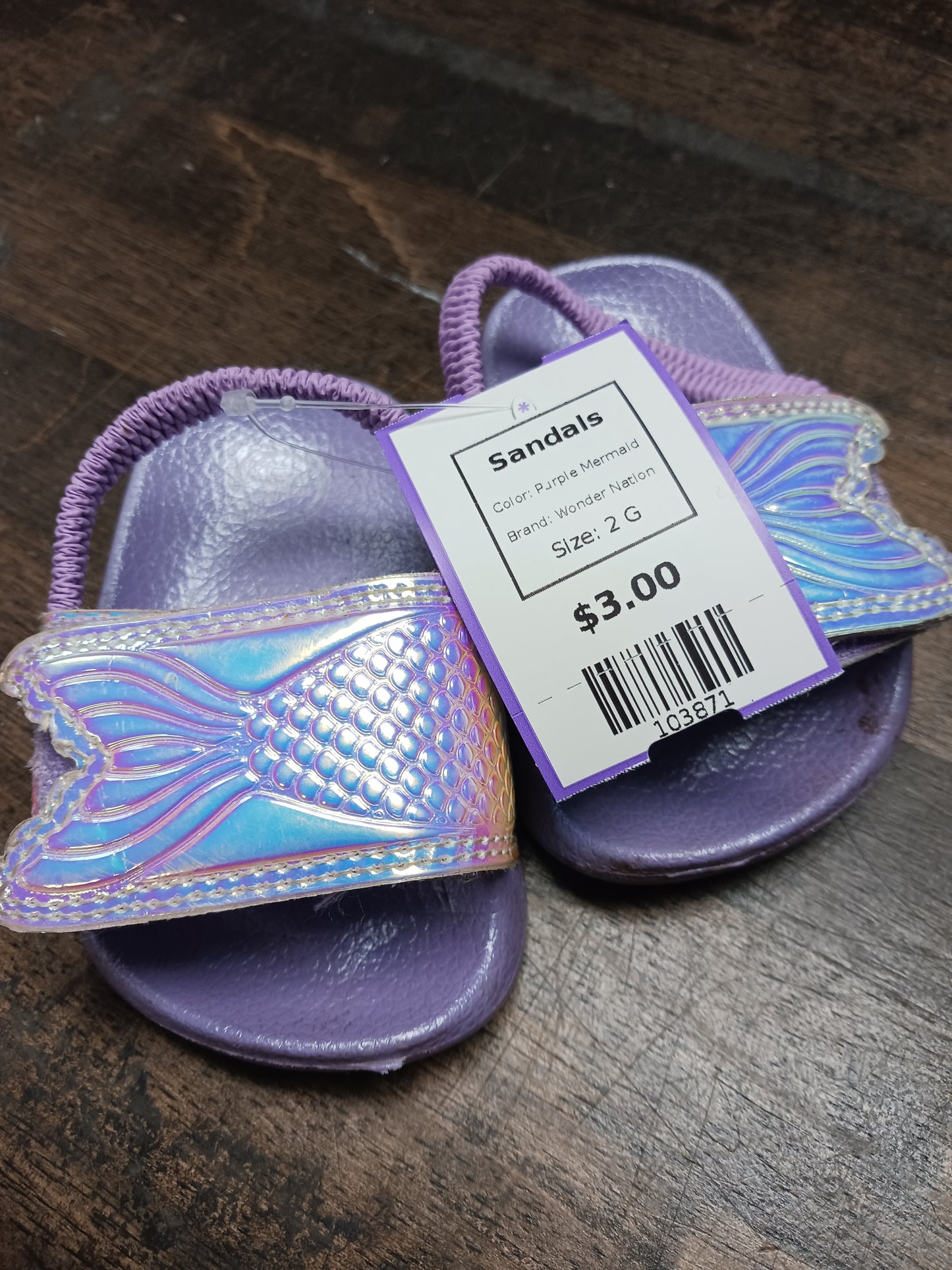 Purple Mermaid Wonder Nation Sandals, 2 G
