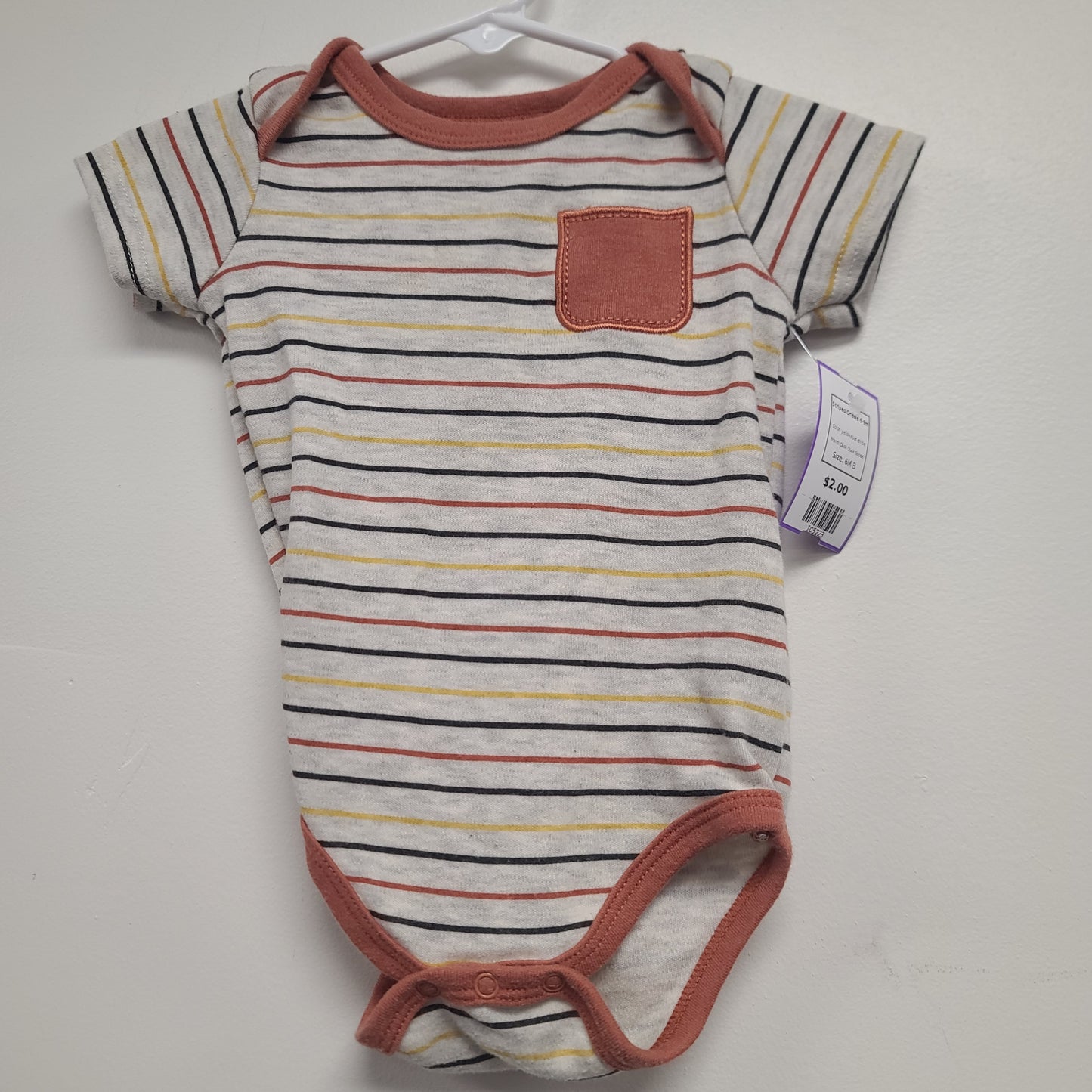yellow/rust stripe Duck Duck Goose Striped Onesie 6-9m, 6M B