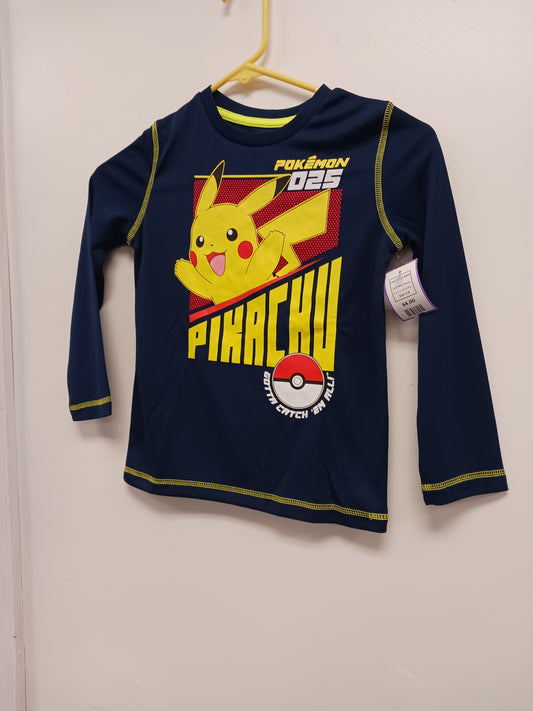 Navy Pikachu Jumping Bean Longsleeve Shirt, 6 B