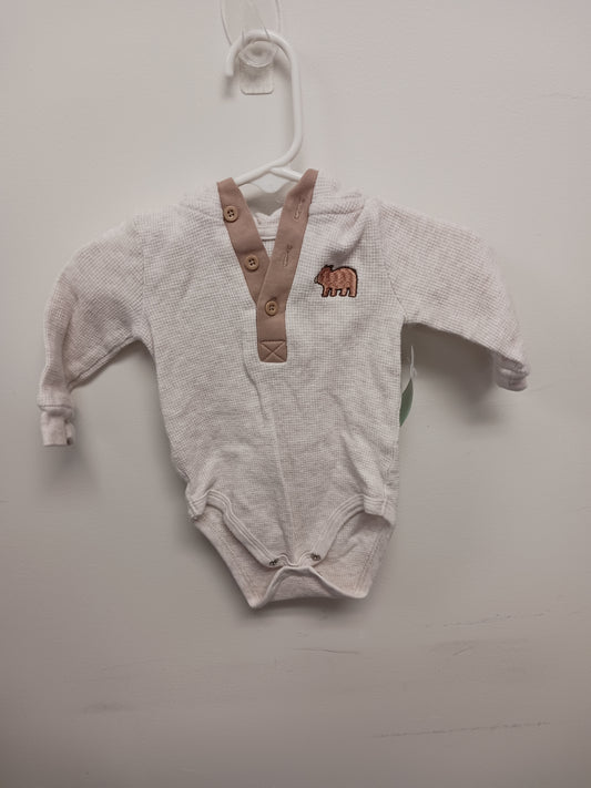 Tan Bear Little Me Hooded Longsleeve Onesie, 6M B