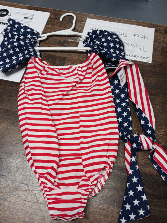 Red/White/Blue Boutique Striped Onesie, 2T G