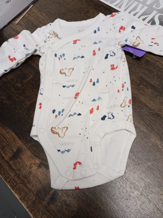 White Mountain/Animal Carters Longsleeve Onesie, 3M B