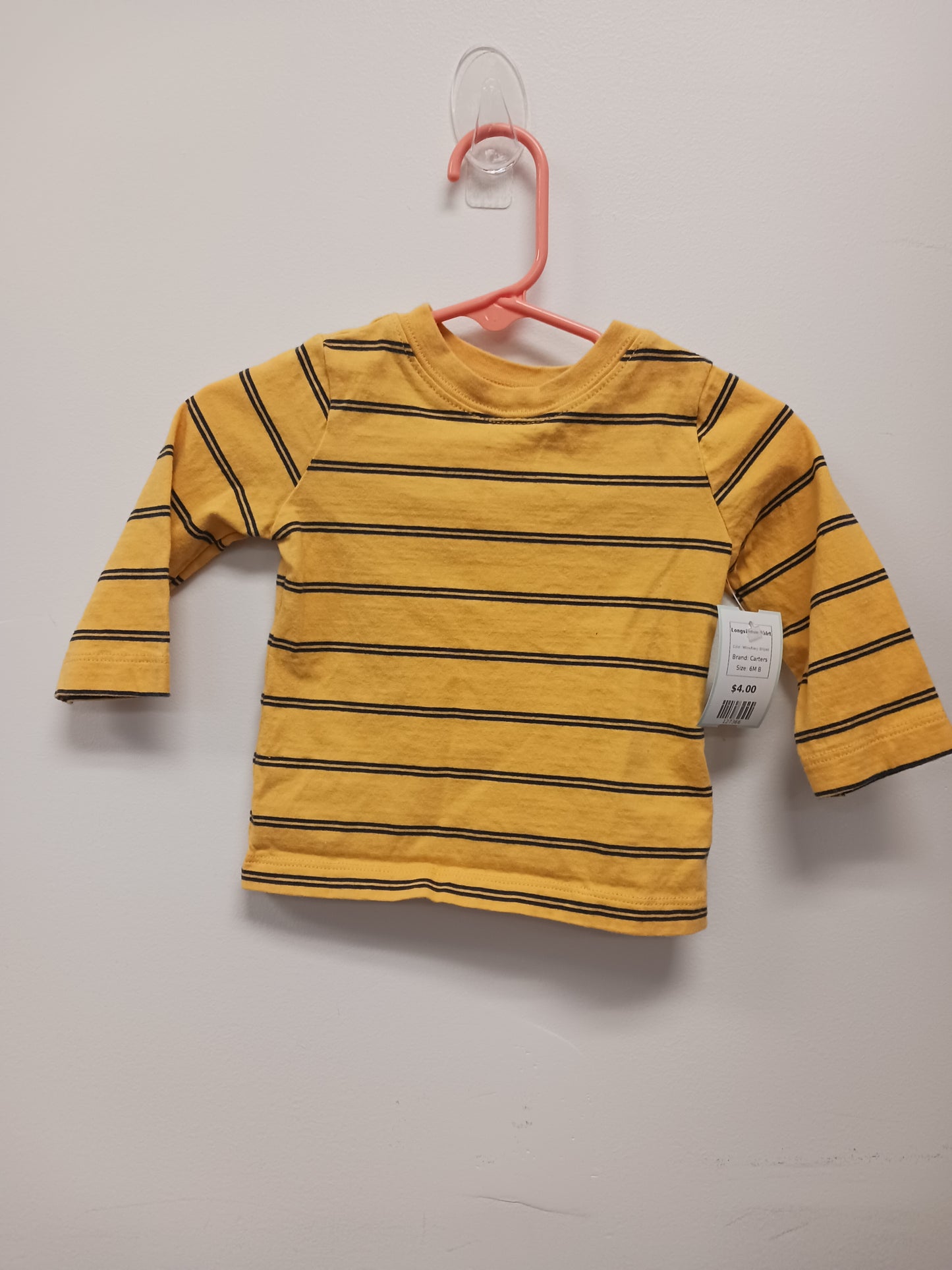Yellow/Navy Striped Carters Longsleeve Shirt, 6M B