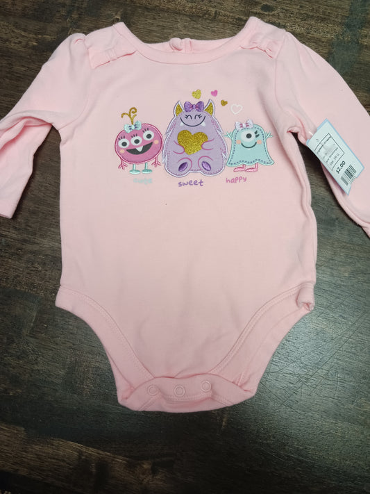 Pink Monster Garanimals Longsleeve Onesie, 3M G