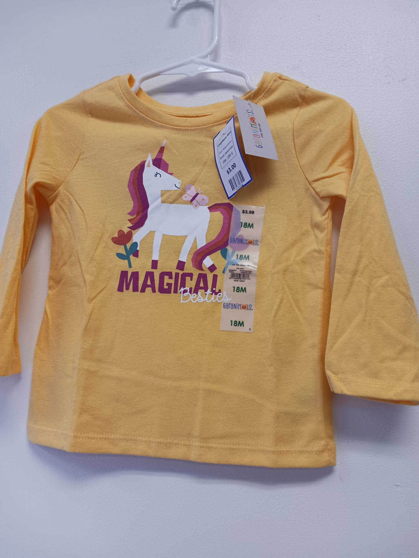 Yellow Unicorn Garanimals Longsleeve Shirt, 18M G