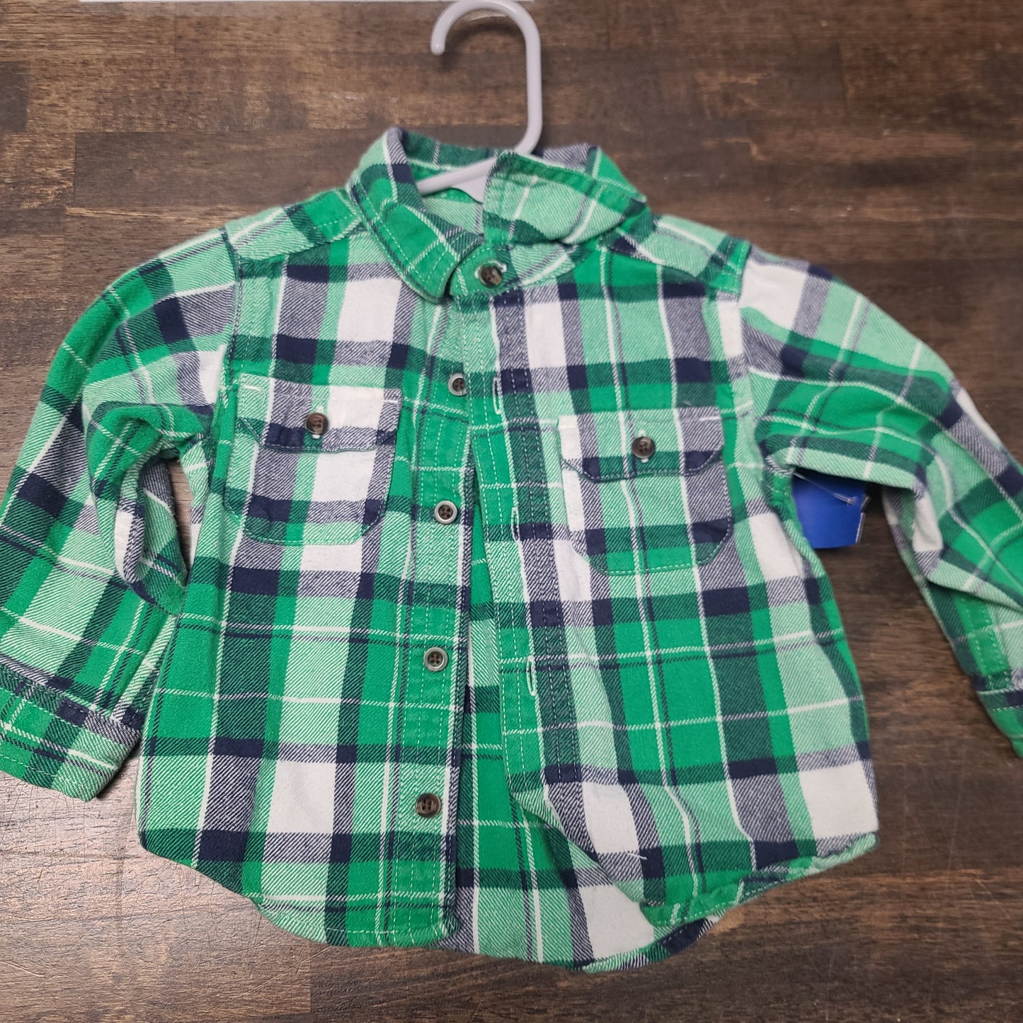 green carters plaid button up, 12M B