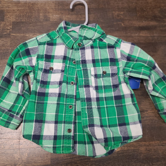 green carters plaid button up, 12M B