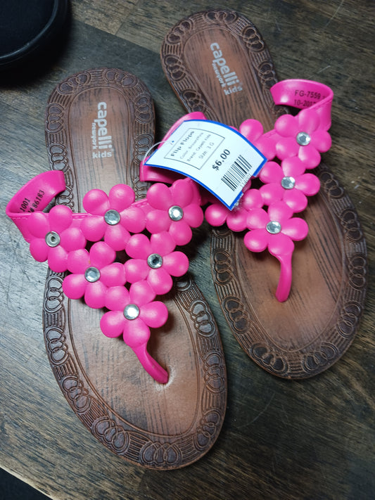 Brown/Pink Capelli Kids Flip Flops, 3 G