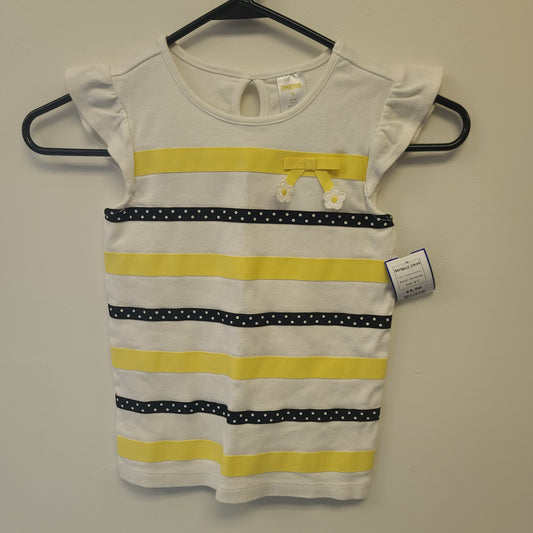 white/black/yellow Gymboree Striped Shirt, 6 G