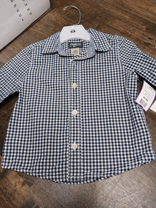 Navy/White Plaid OshKosh Longsleeve Button Up, 18M B