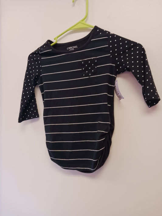 Black/White Polka Dot Cherokee Shirt, 6 G
