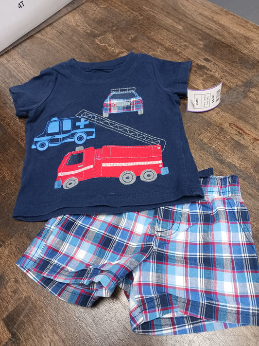 Navy/Red Plaid Carters Outfit, 6M B