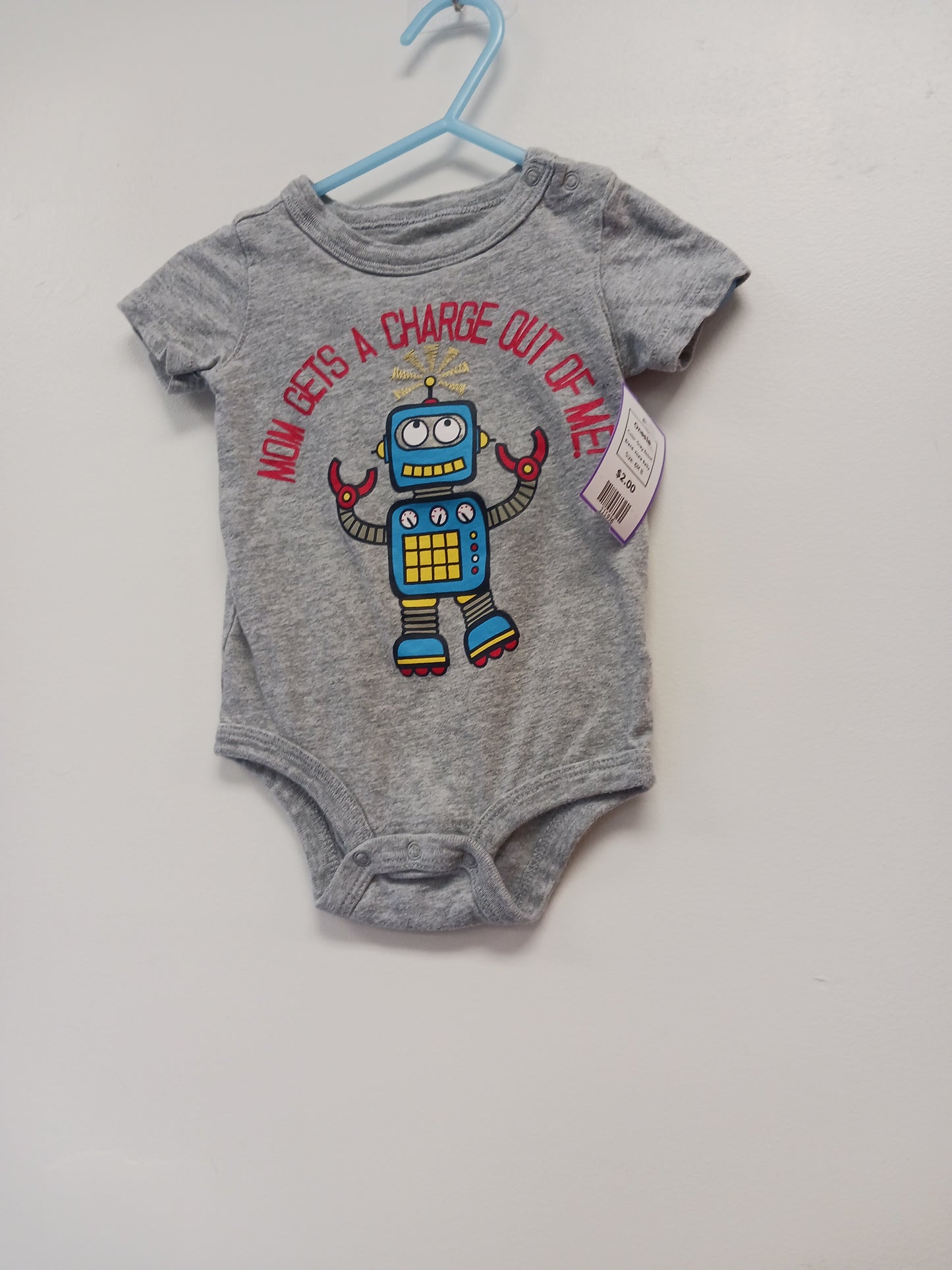 Grey Robot Koala Baby Onesie, 6M B