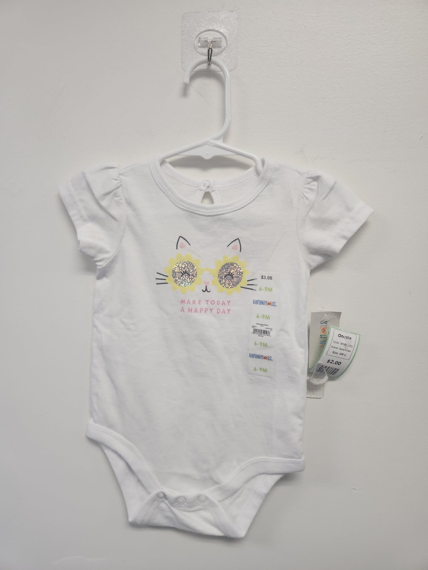 White Kitty Garanimals Onesie, 6M G