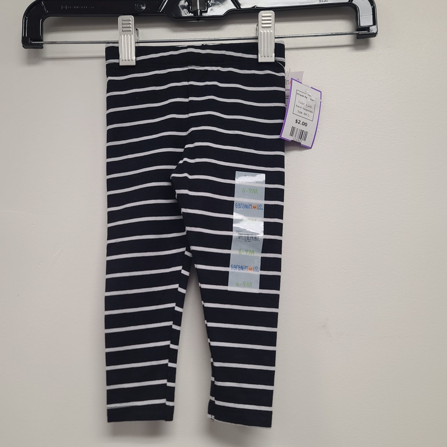 black Garanimals Striped Pants 6-9m, 6M G