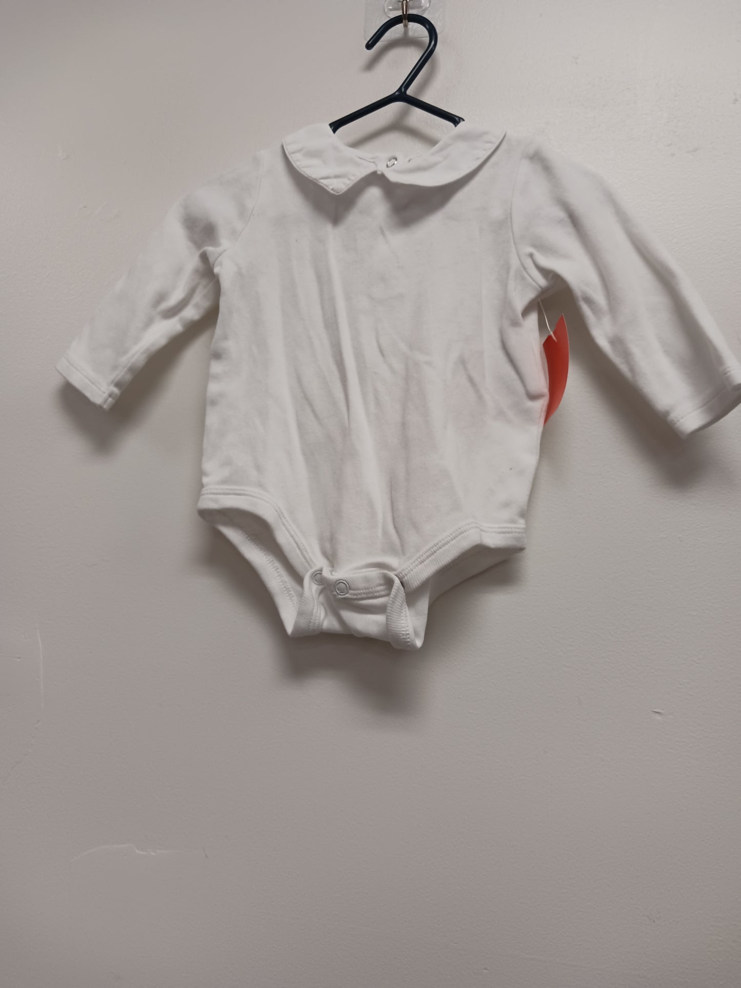 white Ralph Lauren Long Sleeve Shirt Onesie, 6M G