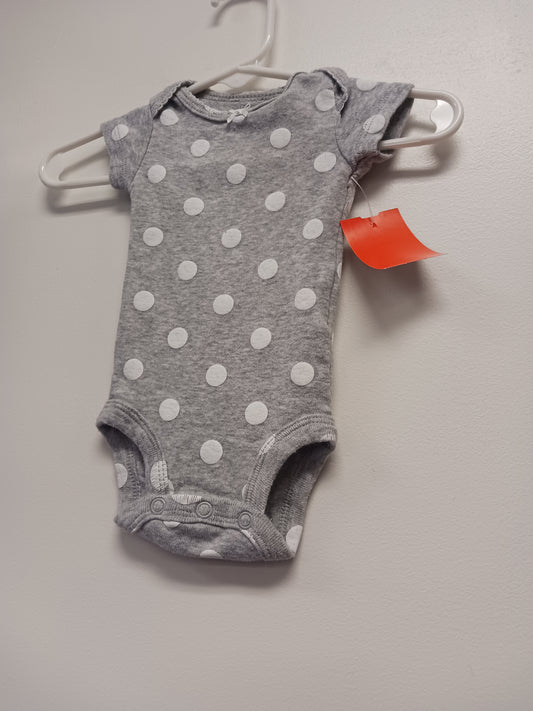 Grey/White Polka Dot Carters Onesie, NB G