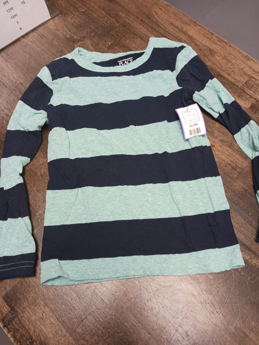 blue Childrens Place Long Sleeve Stripe Tshirt, 5T B