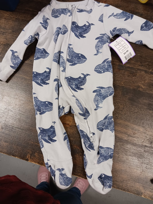 grey/blue Old Navy Whale Sleeper 0-3m, NB B