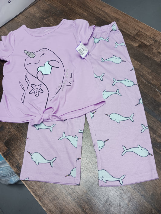 Purple Carters 2 Piece Pjs Narwhal, 4T G