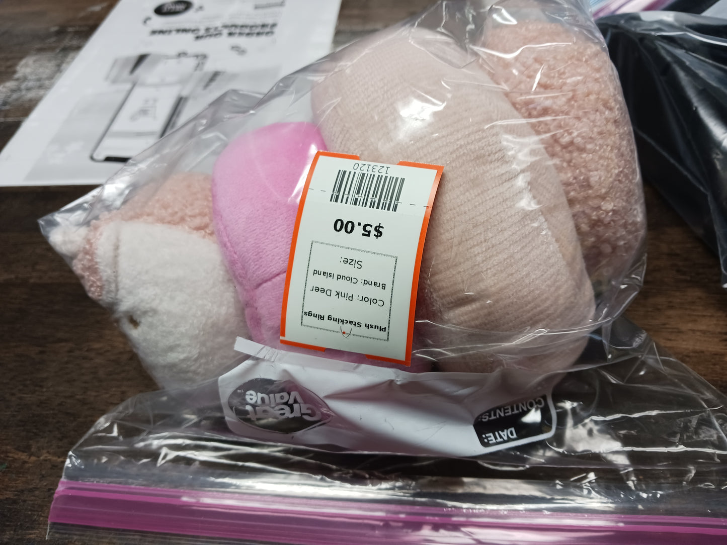 Pink Deer Cloud Island Plush Stacking Rings