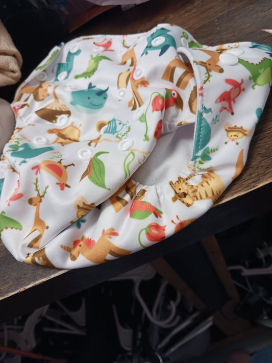 green/tan  Animal Diaper Cover