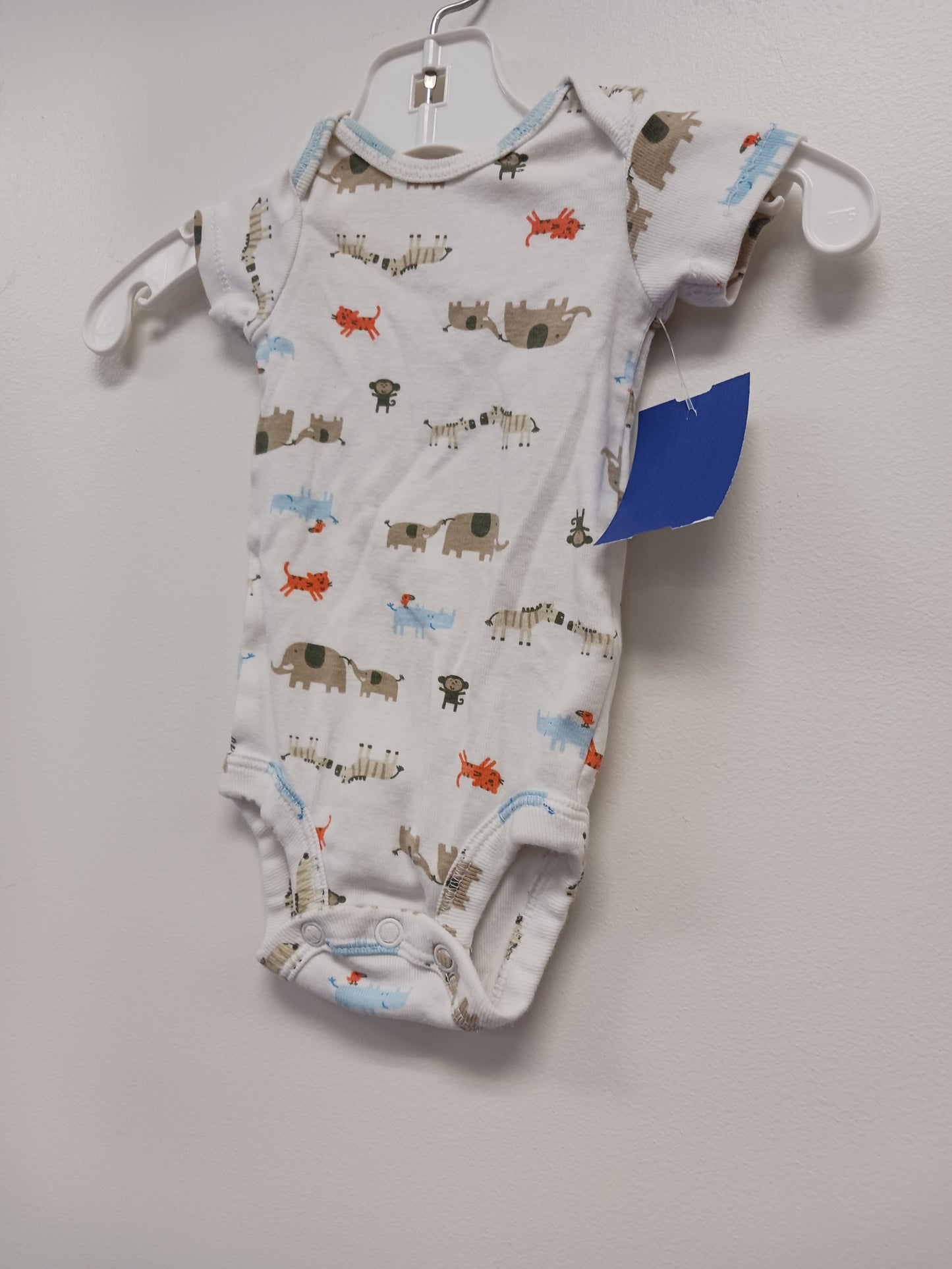 White/Colorful Animal Carters Onesie, NB B