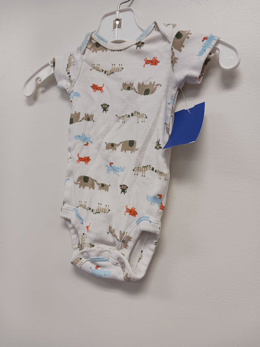 White/Colorful Animal Carters Onesie, NB B