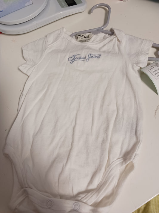 white Guess Guess Jeans Onesie, 6-9M B