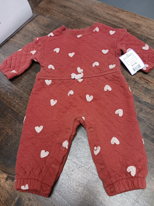 Red/Pink Heart Carters Pant One Piece, 6M G