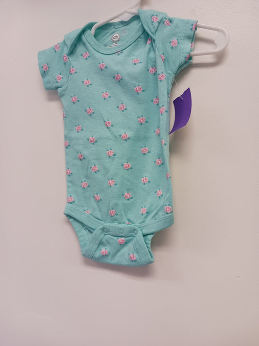Blue/Pink Flower Wonder Nation Onesie, 6M G