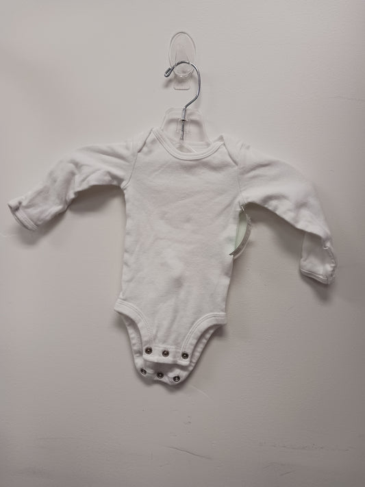 White Carters Long Sleeve Onesie, NB B