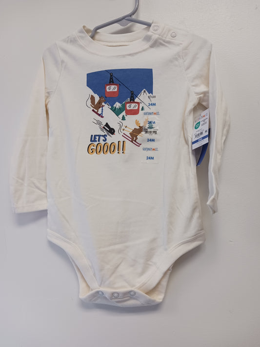 White Skiing Garanimals Longsleeve Onesie, 2T B