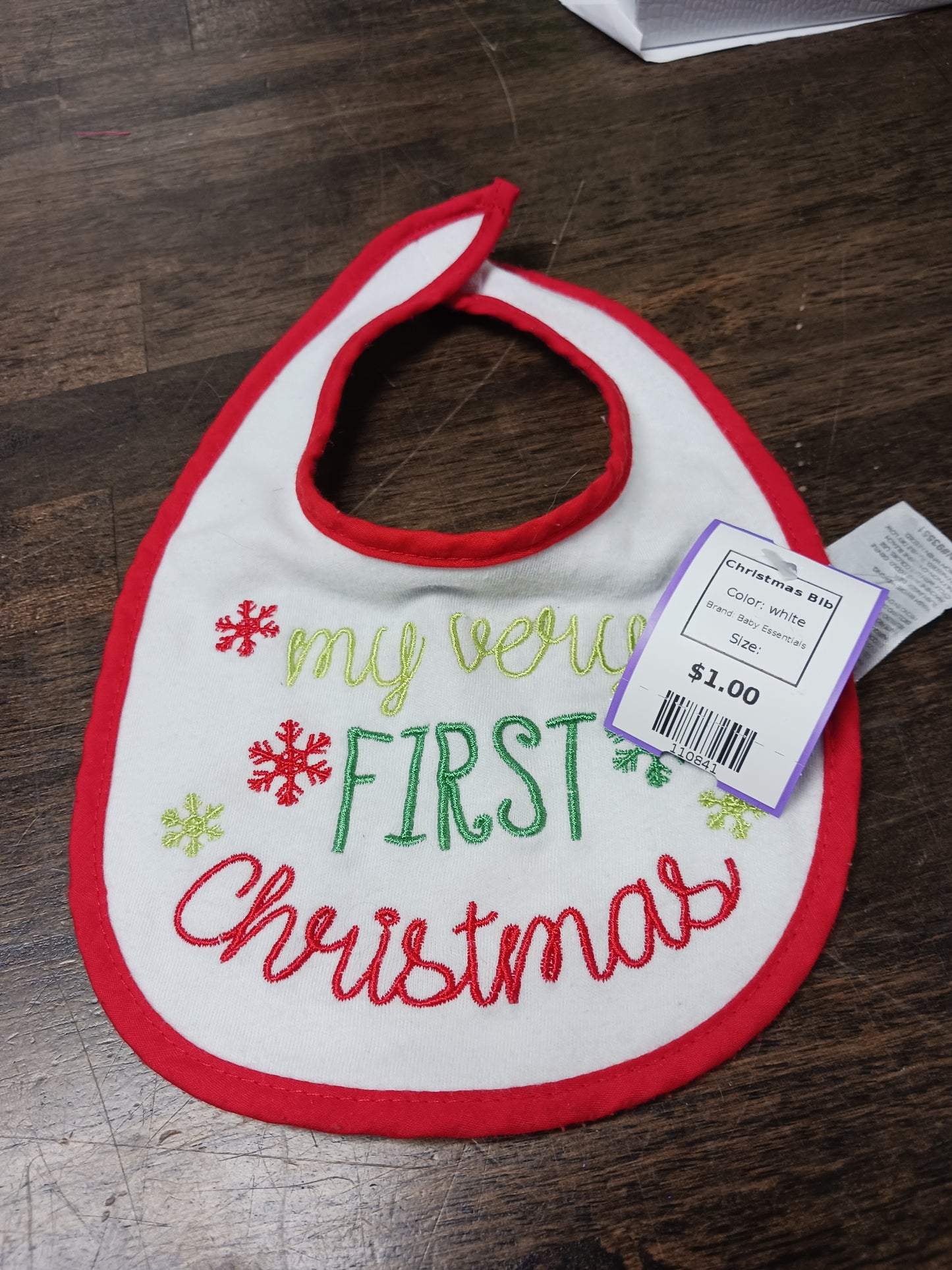 white Baby Essentials Christmas Bib