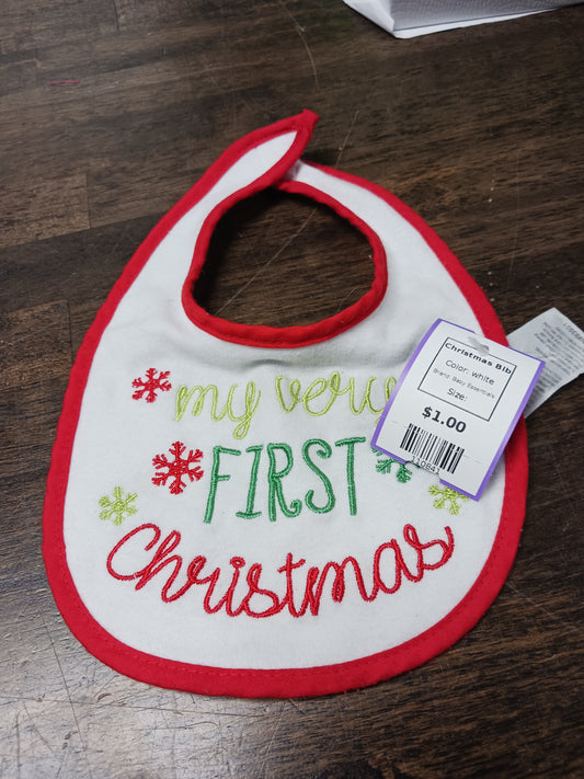 white Baby Essentials Christmas Bib