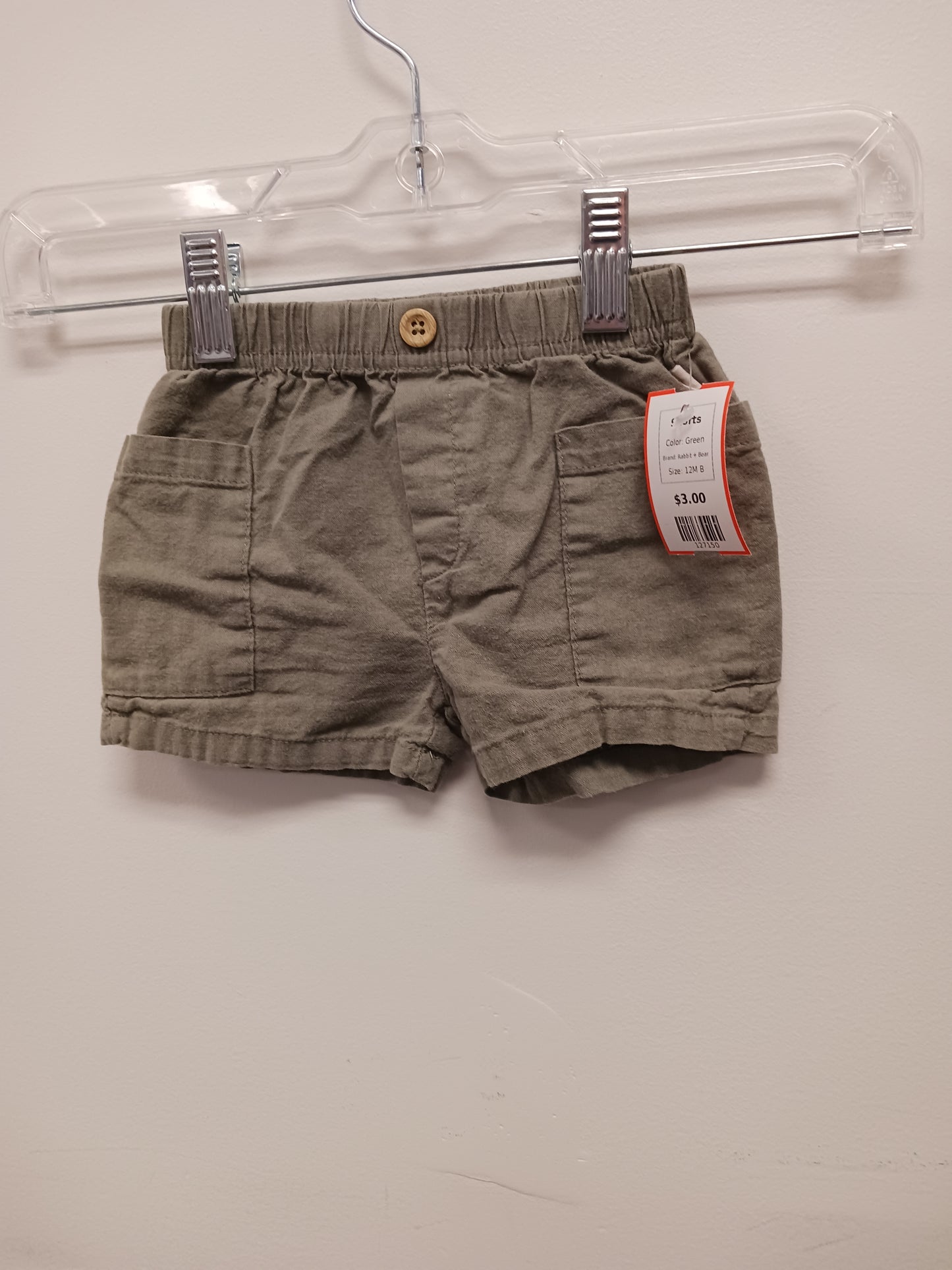 Green Rabbit + Bear Shorts, 12M B