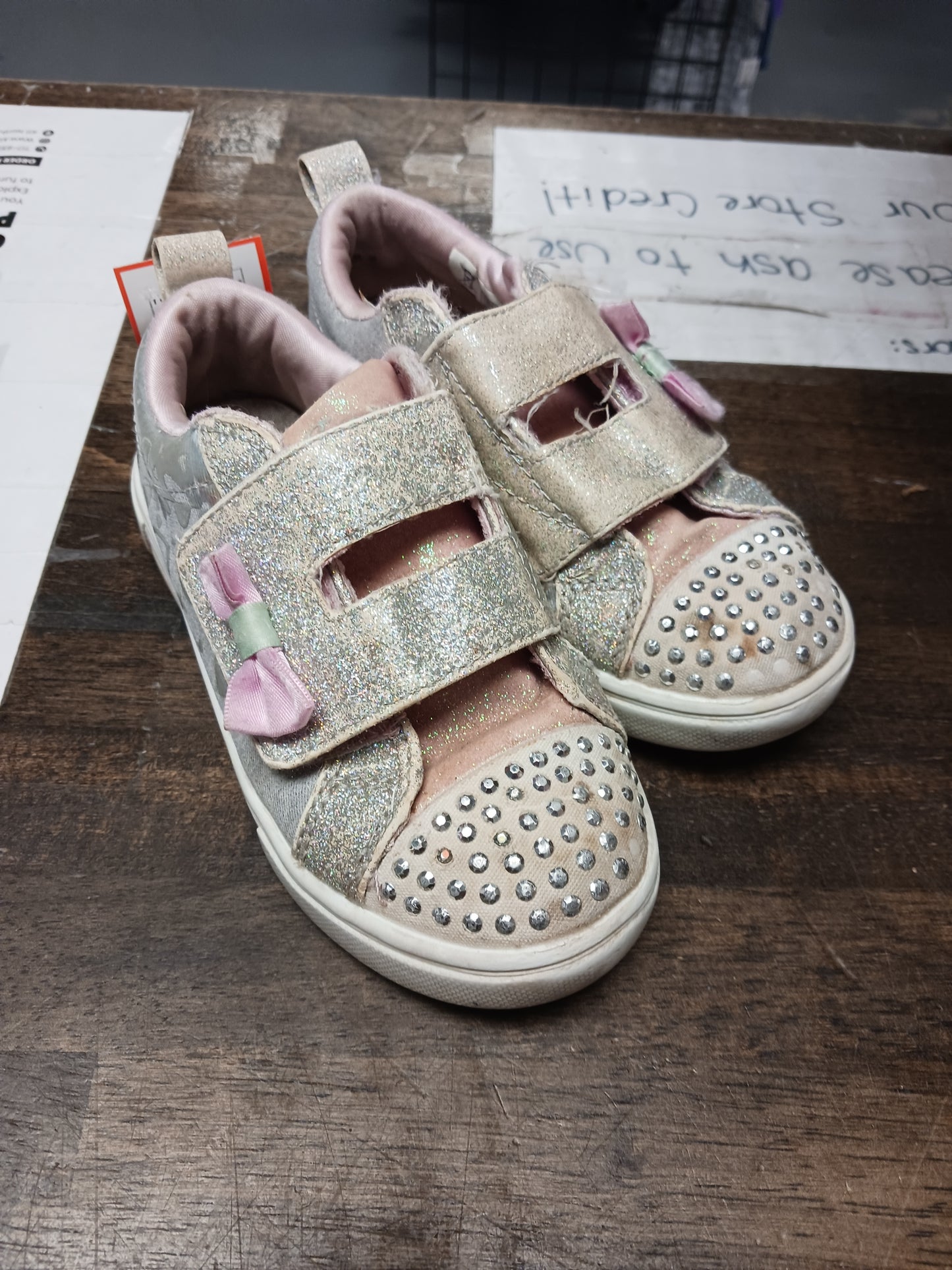 Silver Sketchers Twinkle Toe Sneakers, 10 G