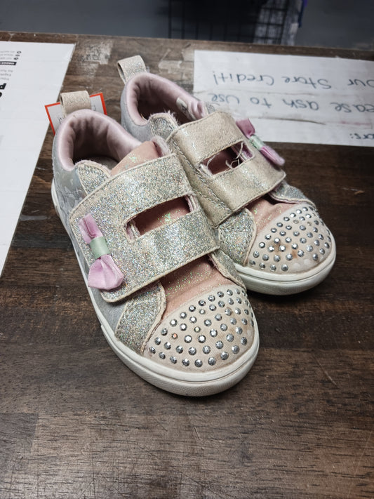 Silver Sketchers Twinkle Toe Sneakers, 10 G