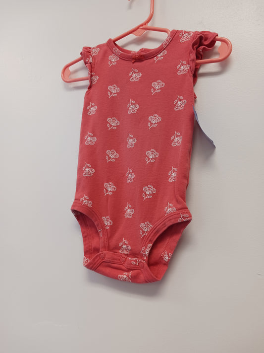 Pink/White Flower Carters Onesie, 9M G