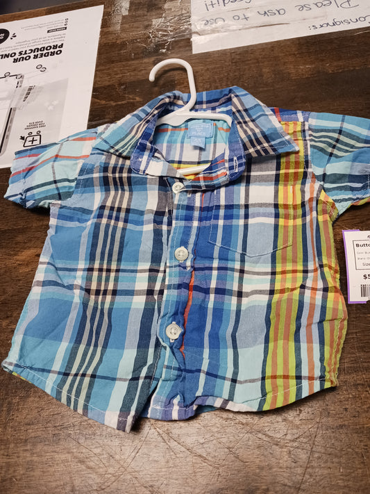 Blue/Yellow Plaid Childrens Place Button Up, 3M B