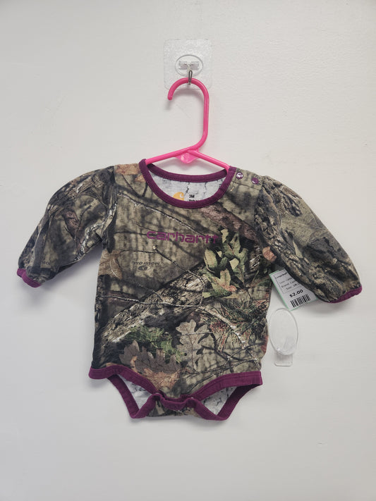 Camo/Purple Carhartt Longsleeve Onesie, 3M G