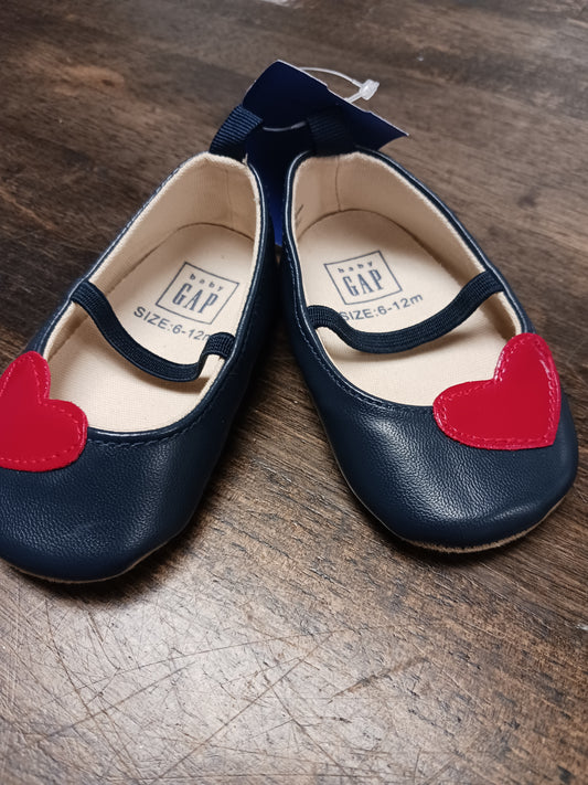 Navy/Red Heart Baby Gap Crib Shoes, 6-12M G