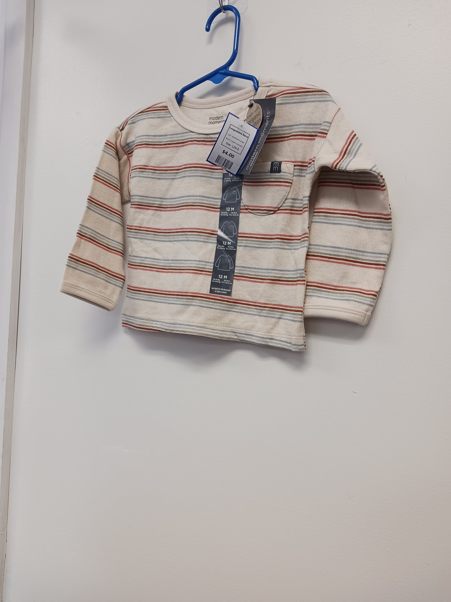 Tan/Blue/Pink/Green Modern Moments Longsleeve Shirt, 12M B