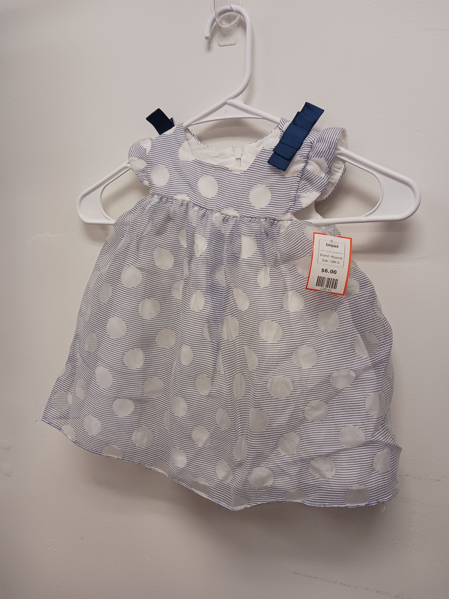 Navy/White Polka Dot Mayoral Dress, 18M G