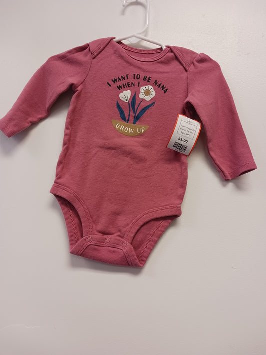 Burgandy Carters Long Sleeve Flower Onesie, 6M G