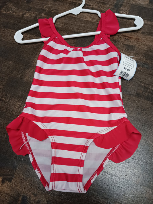 Red/White Striped Boutique Swim Suit, 12M G