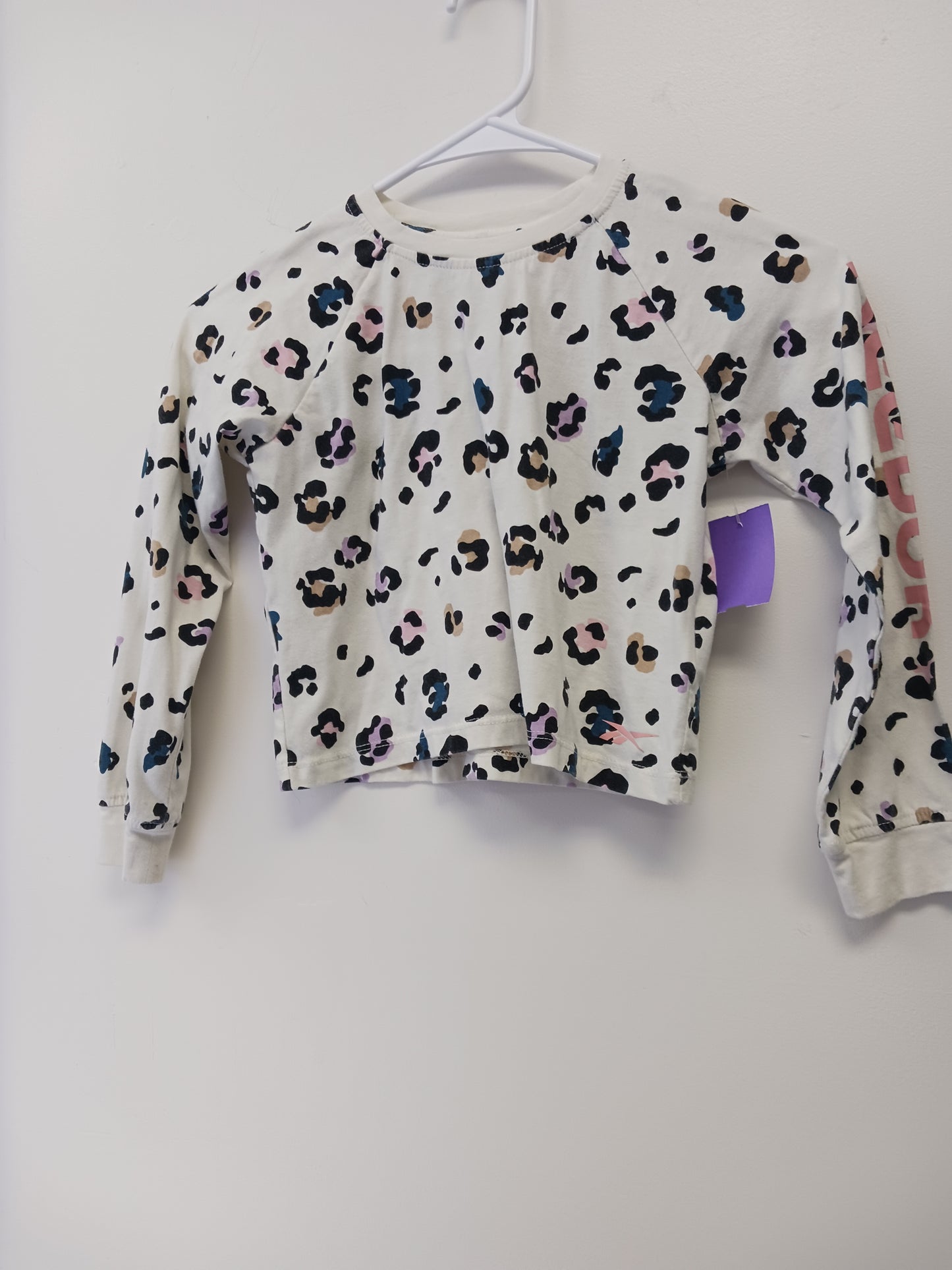 White/Colorful Cheetah Reebok Longsleeve Shirt, 5T G